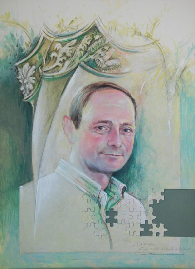Retrato con arco y puzzle